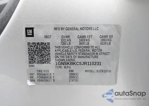 2018 Chevrolet Tahoe Lt from USA, damaged, VIN 1GNSKBKC5JR110231